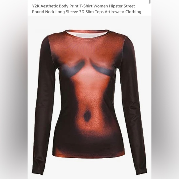Tops - 3D body print slim long sleeve